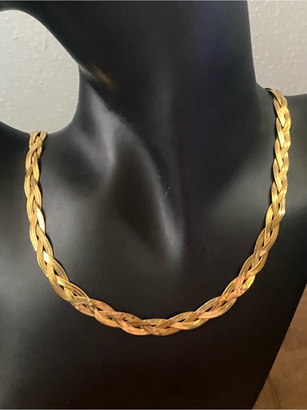 Gold and with White Daisy Charm Necklace and Stainless Steele Gold Braid Chain - Picture 5 of 10